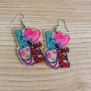 LOVE stethoscope & gloves nurse earrings